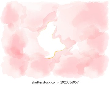 Pink Dusty rose and golden marble frame. Spring wedding invitation.
 Vector banner, watercolor