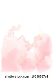 Pink Dusty rose and golden marble frame. Spring wedding invitation. Vector banner, watercolor