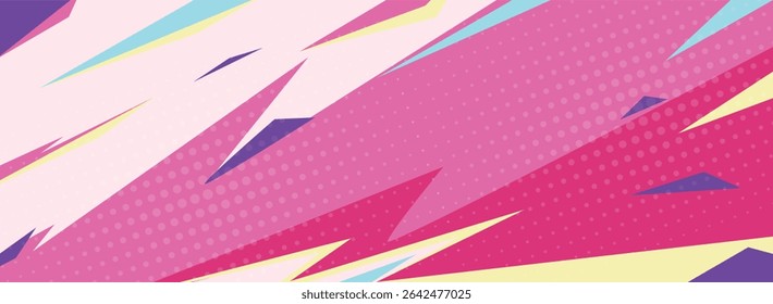 Cor-de-rosa Plano de Fundo Dinâmico Pop Art Sharp Lines Illustration