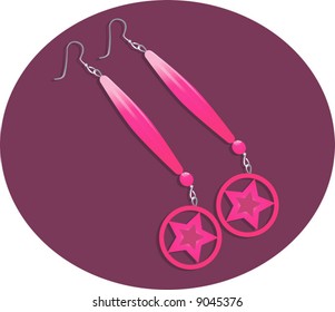  pink earring with star	