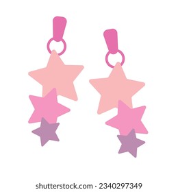 Pink earrings with stars isolated on white background.