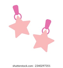 Pink earrings with stars isolated on white background.