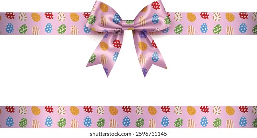 pink easter bow and ribbon with eggs pattern