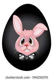 Pink Easter bunny egg in black