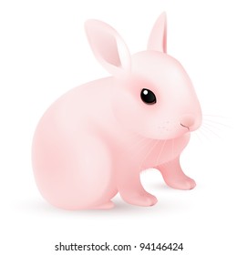 Pink Easter Bunny. Illustration on white background for design