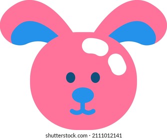 Pink easter bunny, illustration, vector on a white background.