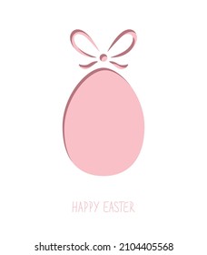 Pink Easter card with simple egg. Vector template for laser cut.