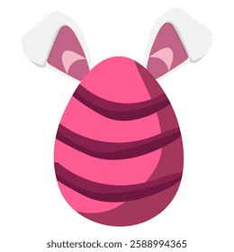 Pink Easter Egg with Bunny Ears. cartoon