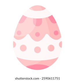 Pink Easter egg in cartoon style isolated on white background. Easter vector clipart.