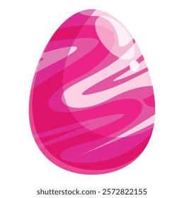 Pink easter egg decorated with wavy stripes is bringing the festive mood