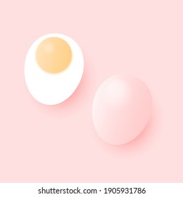 Pink Easter egg and egg's yolk. Vector illustration.