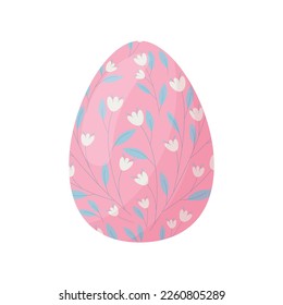 pink easter egg painted by flowers