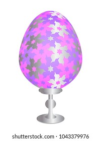 Pink easter egg with silver floral pattern.
