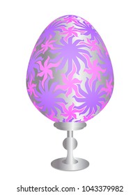 Pink easter egg with silver floral pattern.