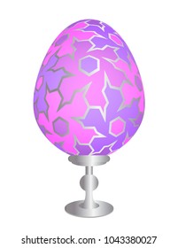 Pink easter egg with silver floral pattern.