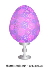 Pink easter egg with silver floral pattern.