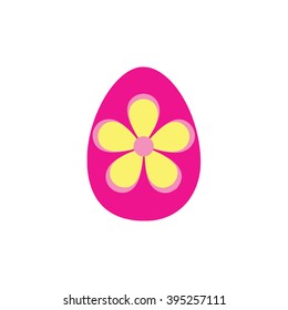 Pink Easter egg with yellow flower vector icon