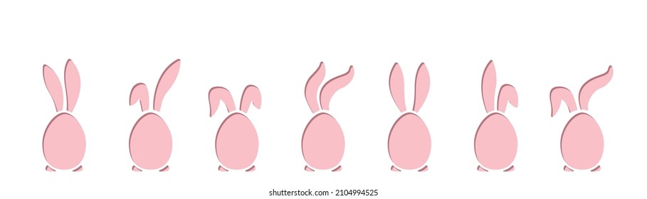 Huevos rosados de Pascua con orejas de conejito. Silueta vectorial de Pascua para corte láser.