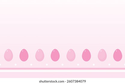 Pink Easter eggs on a light pink background. Seamless pattern, flat style. Border, frame, Easter background for cover, paper, gift wrap, card, textile.