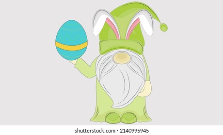 Pink Easter Gnome Holding  Egg