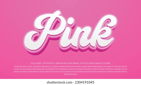 Plantilla de efecto de texto rosado editable con estilo 3d para logotipo y marca comercial