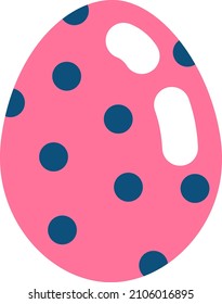 Pink egg with dark blue dots, illustration, vector on a white background.