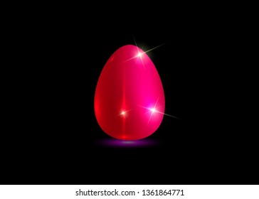 Pink egg icon isolated on black background for Easter day greeting card fashion style