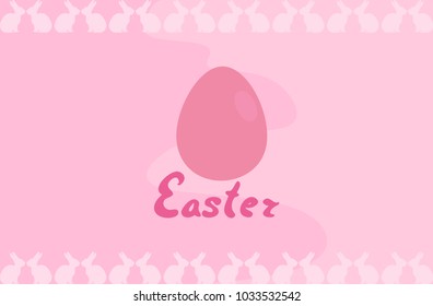 Pink egg. Idea for Easter. Colorful frame with rabbits. Vector illustration.