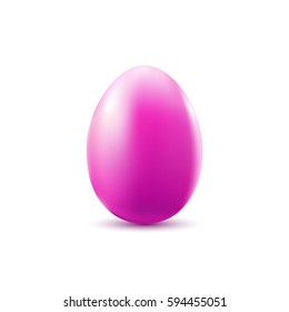 Pink egg isolated on white background. Easter object template. Vector illustration.