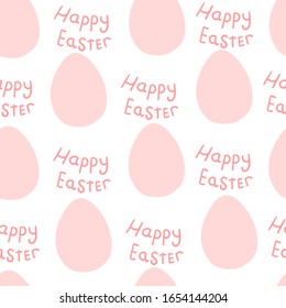 Pink eggs in flat style and the inscription Happy Easter.