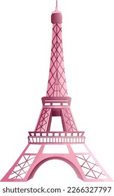 Pink Eifffel Tower Watercolor Clipart PNG . Paris In Love with pink pastel Eiffel Tower for romantic design element, love art, wedding watercolor illustration.