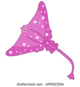 Pink electric fish Stingray. Template for postcards, materials for kids, puzzles, postcards, t-shirts, t-shirts, posters.