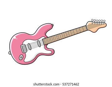 Pink electric guitar isolated.