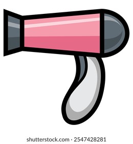 Pink electric hair dryer on white background