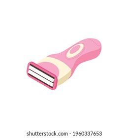 Pink electric shaver isometric icon on white background 3d vector illustration
