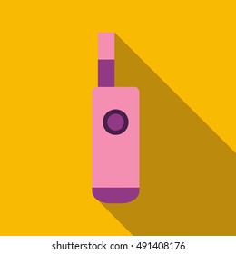 Pink electronic cigarette icon in flat style with long shadow. Smoking symbol vector illustration