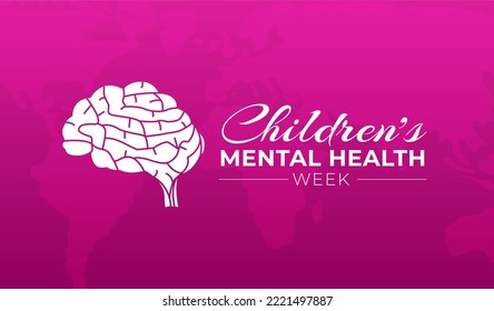 Pink Elegant Children's Mental Health Week Background Illustration