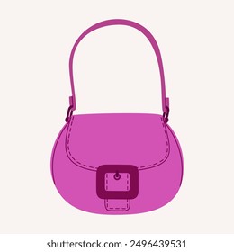 Bolso de mano de embrague elegante rosa. Elegante accesorio de noche. Ilustración vectorial dibujada a mano aislada sobre fondo blanco. Estilo de dibujos animados planos modernos.