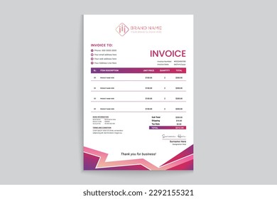 pink elegant corporate invoice design