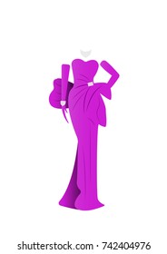  pink elegant dress design silhouette, vector isolated 