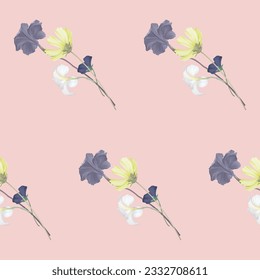 Pink elegant flower bouquet seamless pattern