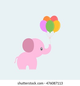 Pink elephant with balloons