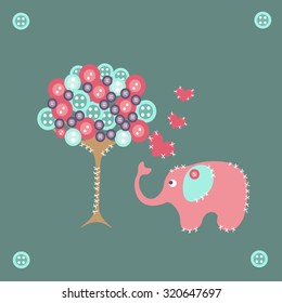 pink elephant and buttons