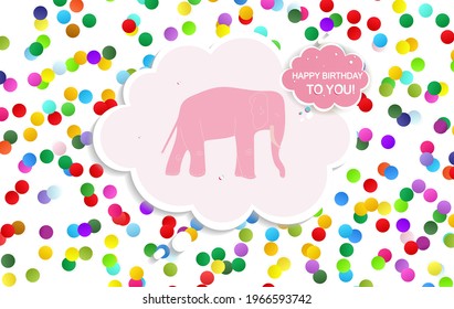 fondo vectorial de tarjeta de elefante rosa