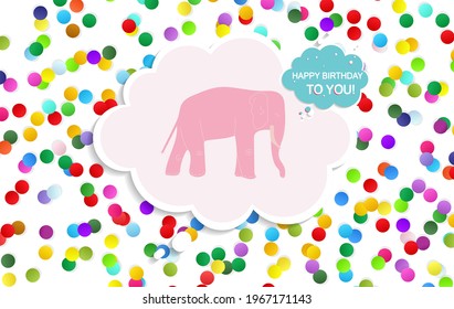 fondo vectorial de tarjeta de elefante rosa