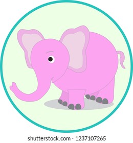 Pink elephant on a light background. Use for children's fabrics.