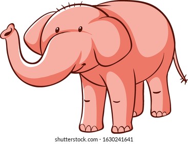 Pink elephant on white background illustration