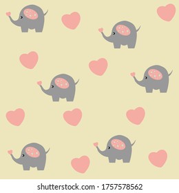 pink elephant pattern with hearts 