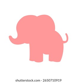 Pink elephant silhouette with trunk and big ears – cute and simple animal design perfect for children’s illustrations, wildlife-themed decor, nursery prints, or nature projects.