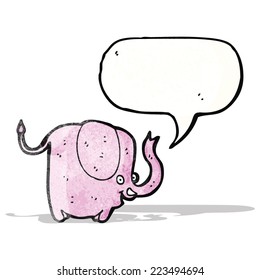 elefante rosa con viñeta de burbuja de habla